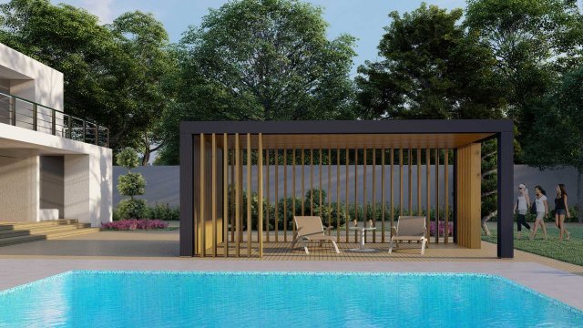 Minimalistyczna altana drewniana | Modern-wood.pl nowoczesne projekty dla Twojego ogrodu | altany i pergole w nowoczesnej odsłonie