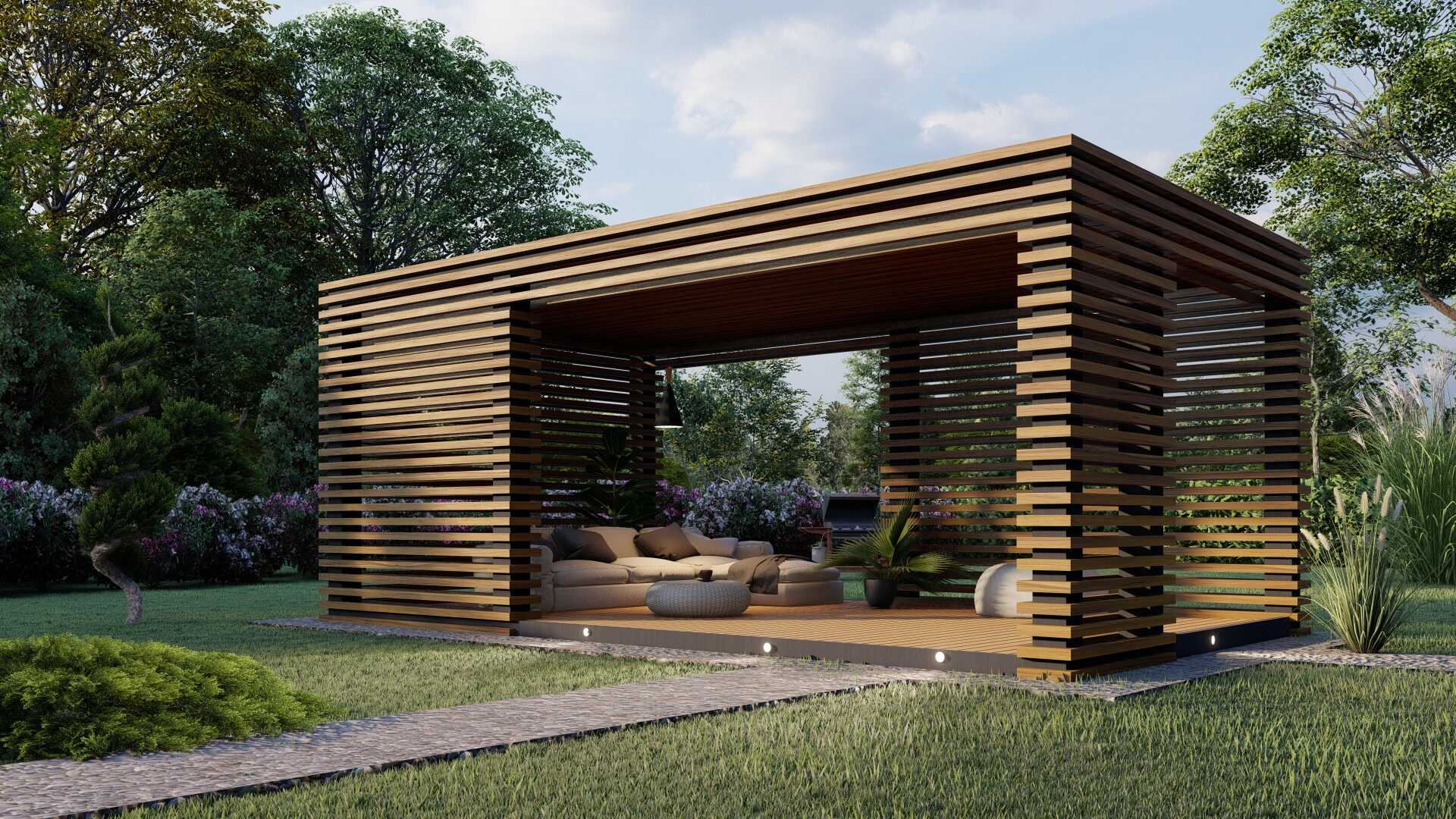 Nowoczesna altana i Coversun ponadczasowy design | Modern-wood.pl perfekcyjny minimalizm i powiew świeżości w ogrodzie